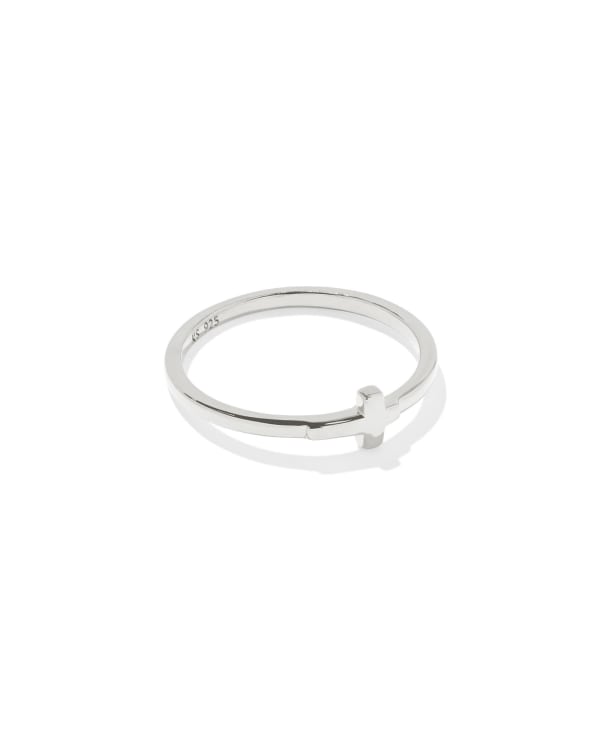 Cross Inline Band Ring in Sterling Silver